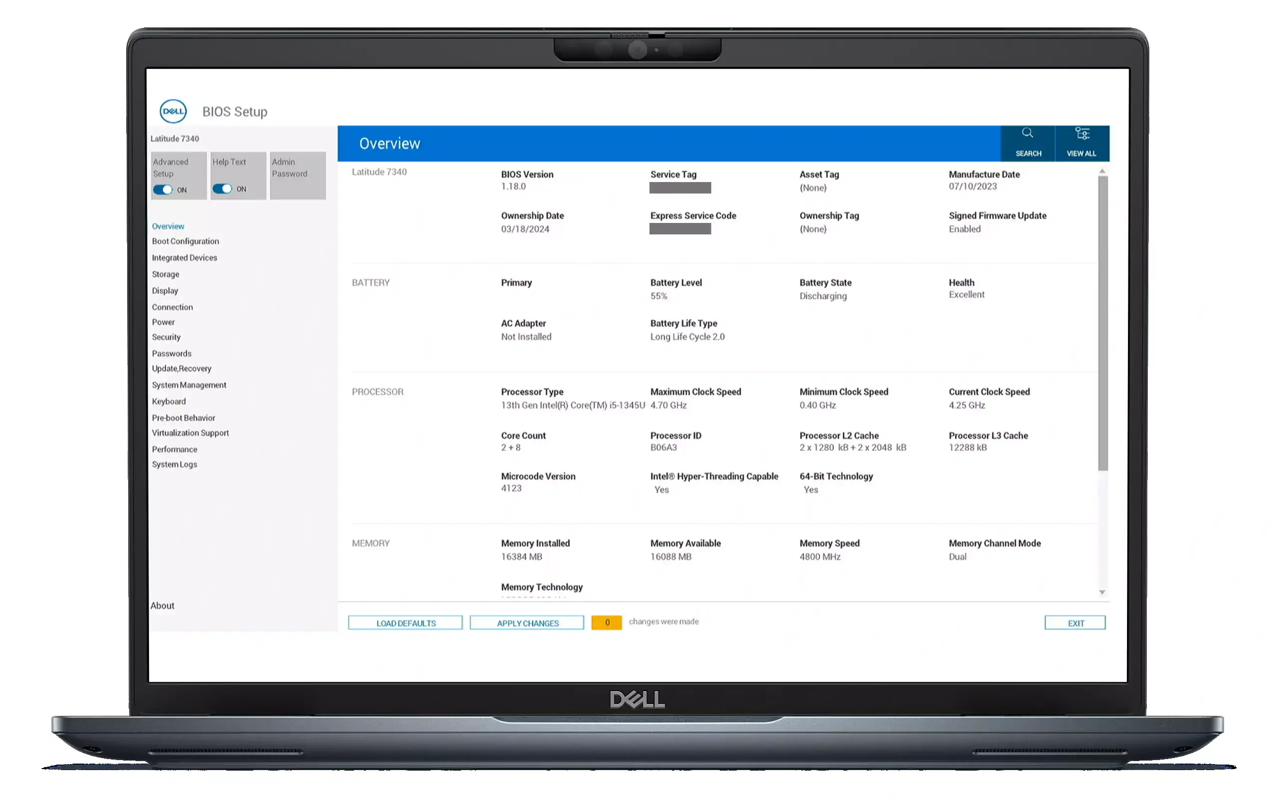 بررسی سلامت باتری در BIOS/UEFI
