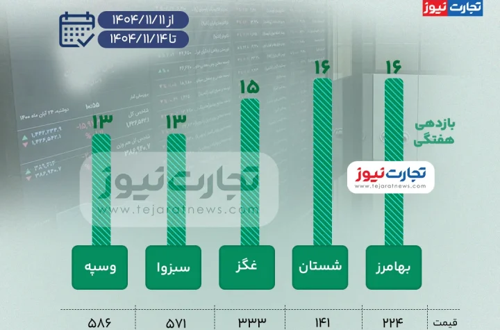 بیشترین و کمترین بازدهی نمادهای بازار سهام در هفته دوم بهمن ۱۴۰۴ + اینفوگرافی