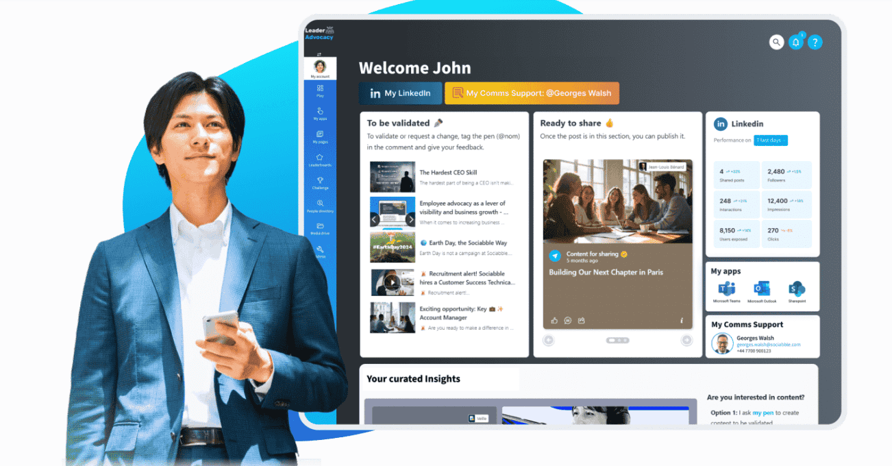 10 بهترین ابزار و پلتفرم حمایت از کارکنان برای افزایش رشد شما 9 داشبورد Sociabble (منبع: Sociabble)